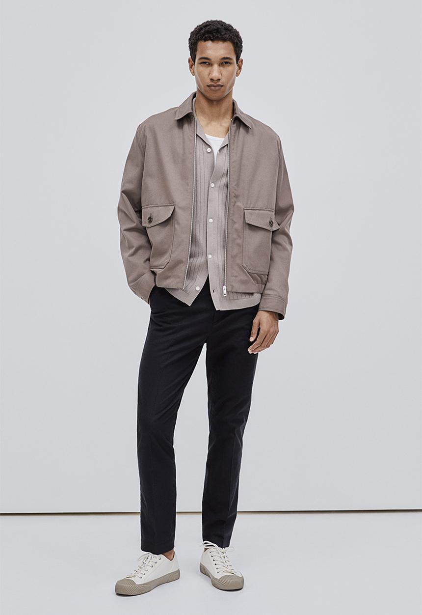 H&M - Slim fit tailored linen-blend trousers - black