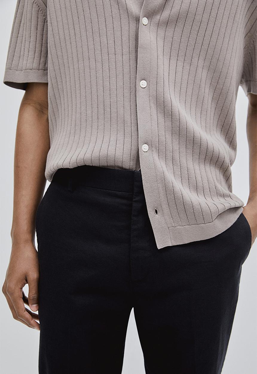 H&M - Slim fit tailored linen-blend trousers - black