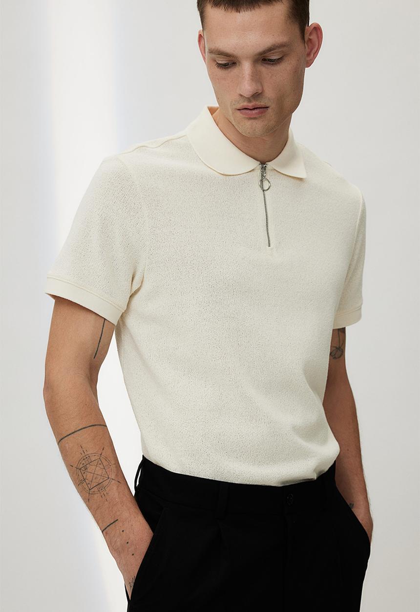 H&M - Regular fit zip-top polo shirt - cream