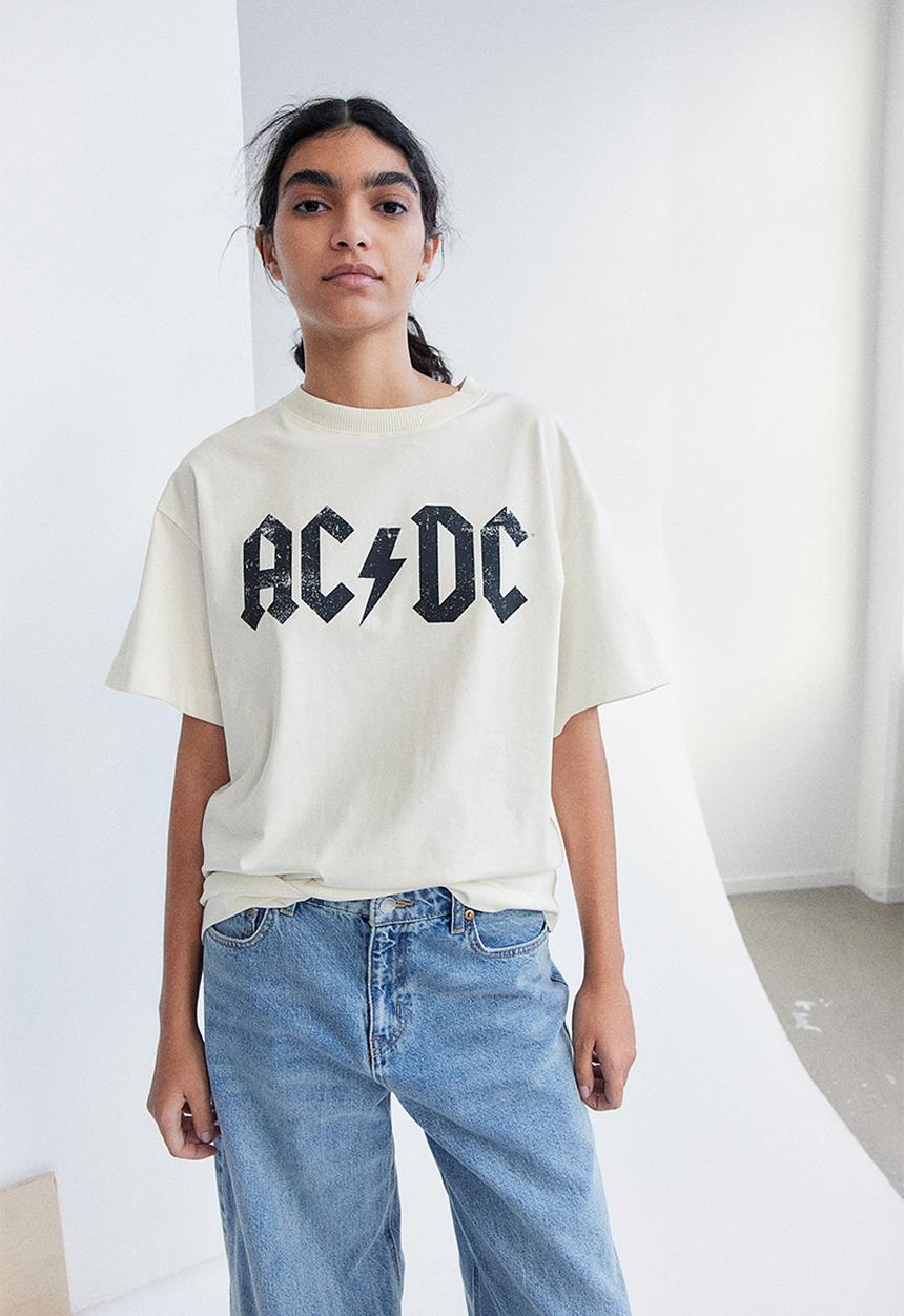 H&M - Long printed t-shirt - white