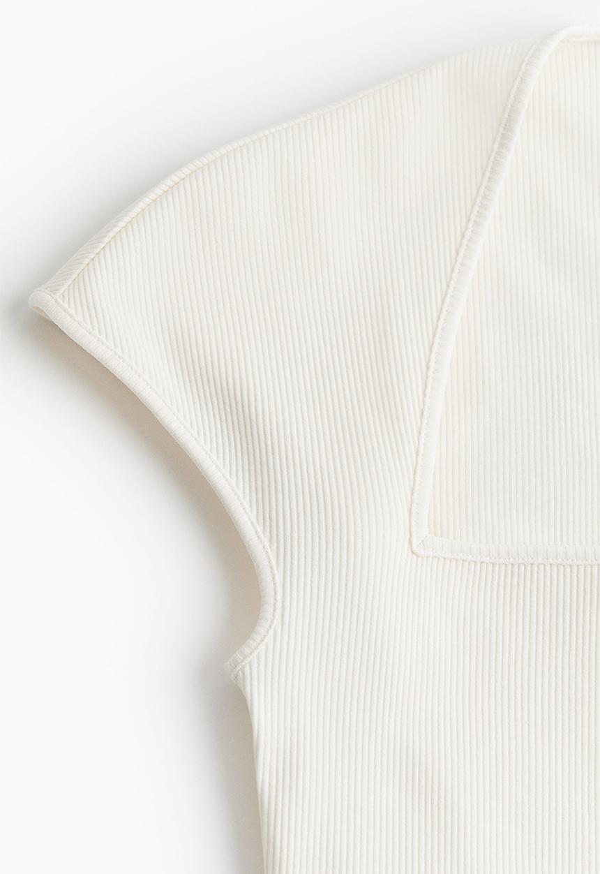 H&M - Cap-sleeved top - cream