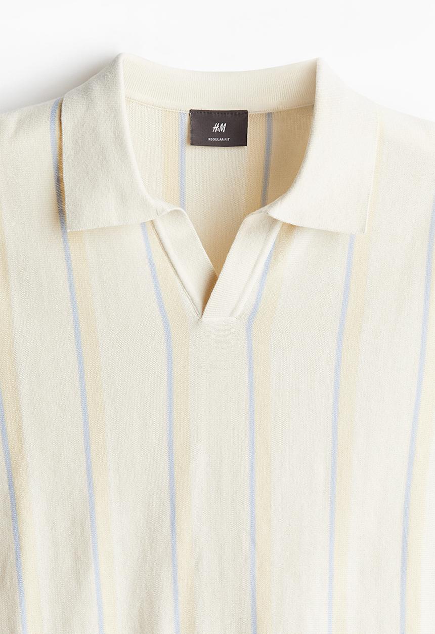 H&M - Regular fit fine-knit polo shirt - white