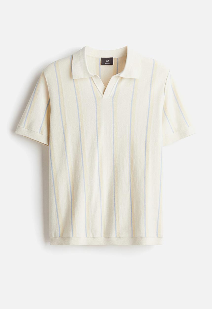 H&M - Regular fit fine-knit polo shirt - white