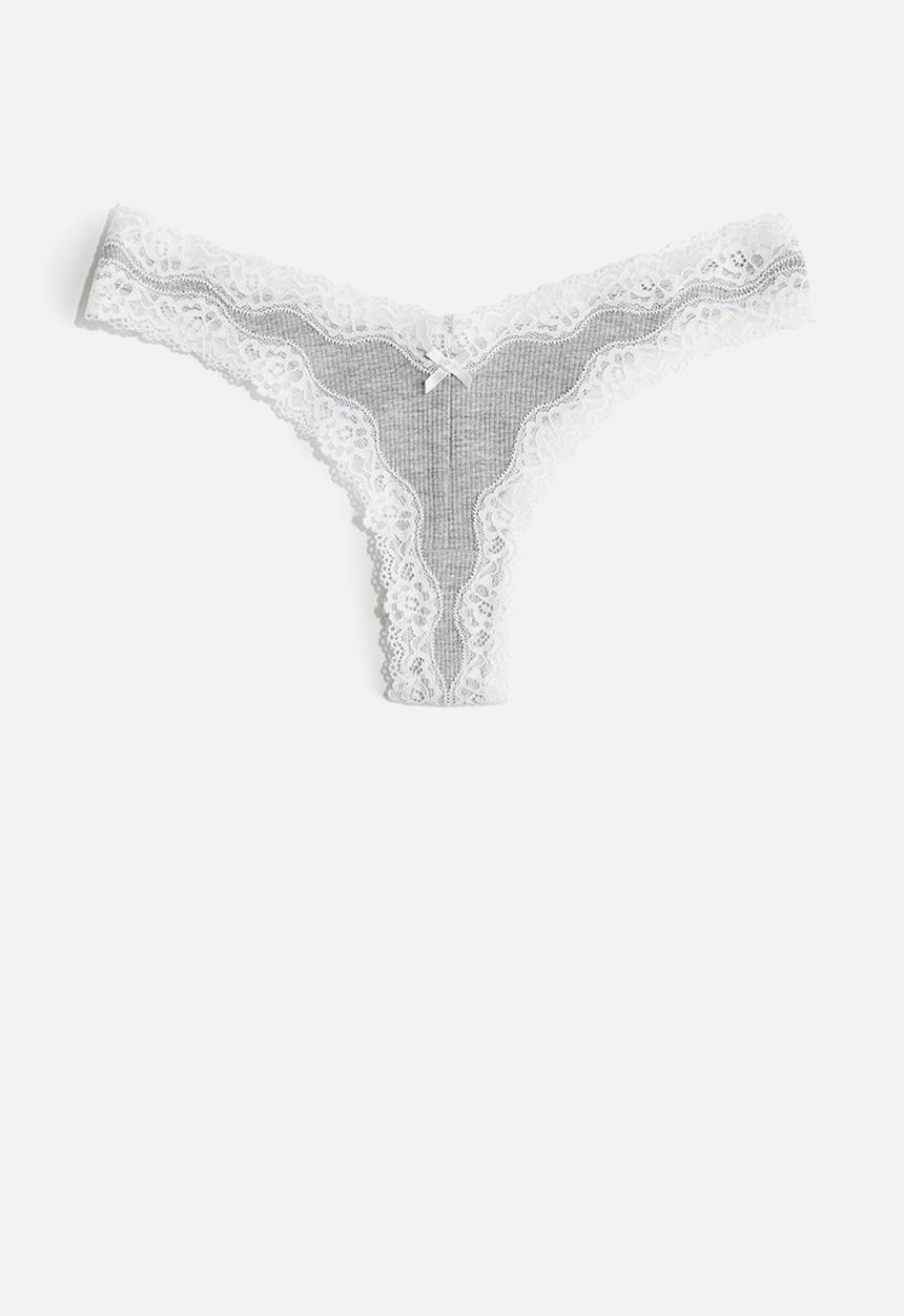 H&M - 3-Pack brazilian briefs - grey marl & white
