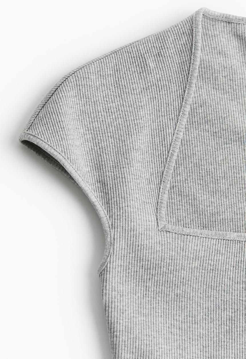 H&M - Cap-sleeved top - grey marl
