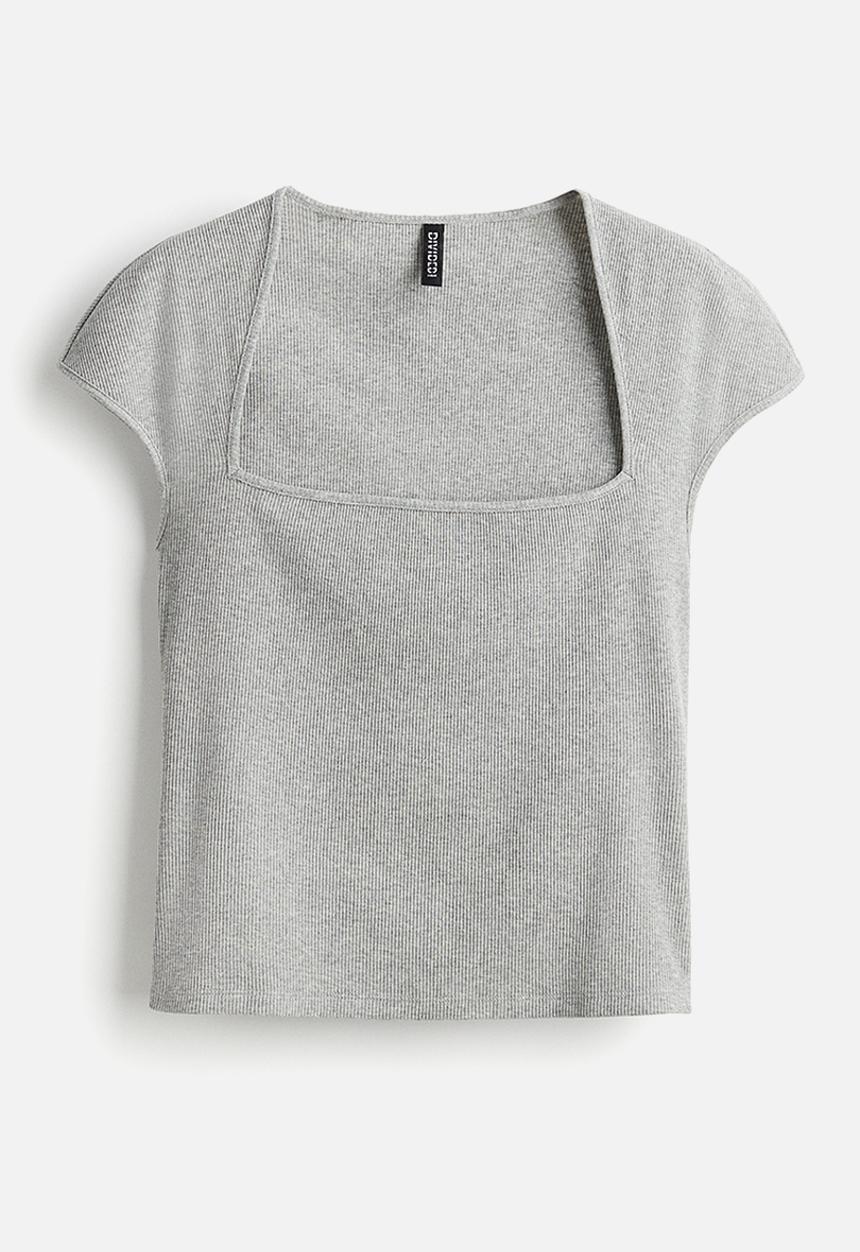 H&M - Cap-sleeved top - grey marl