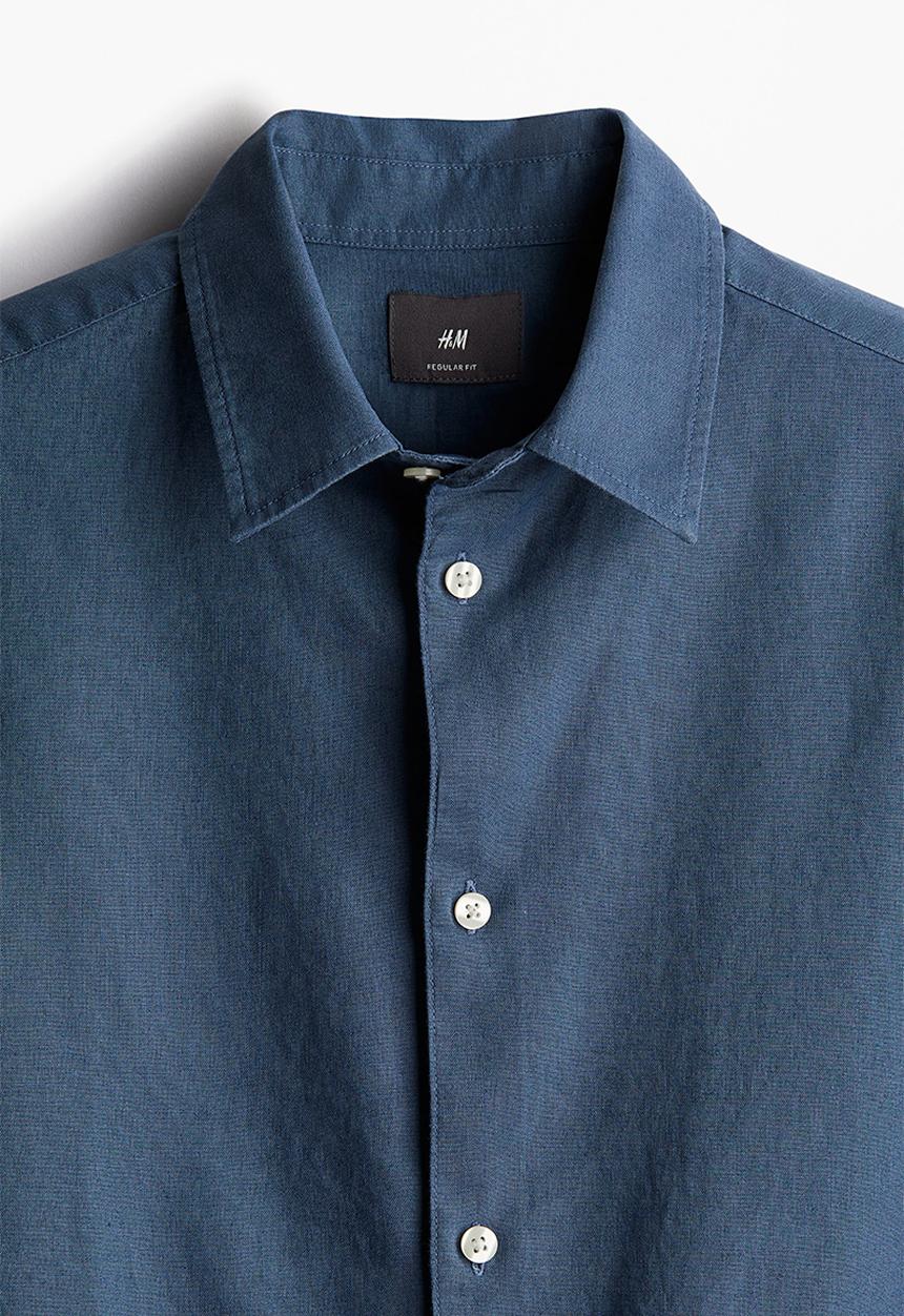 H&M - Regular fit linen-blend shirt - blue