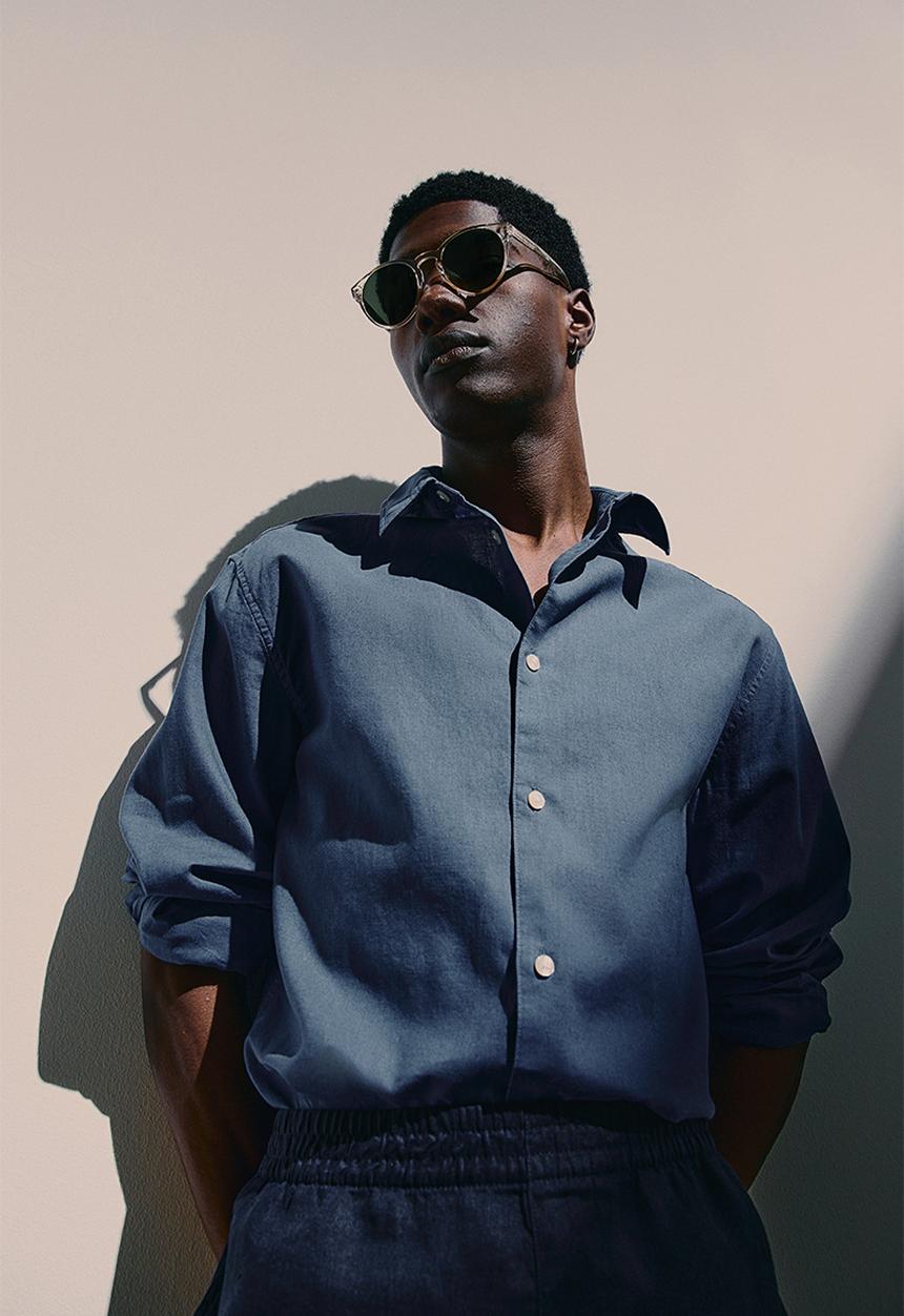 H&M - Regular fit linen-blend shirt - blue