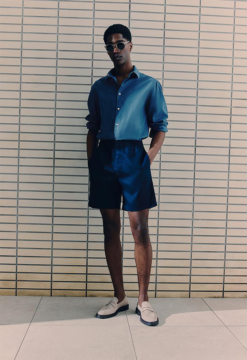 H&M - Regular fit linen-blend shirt - blue