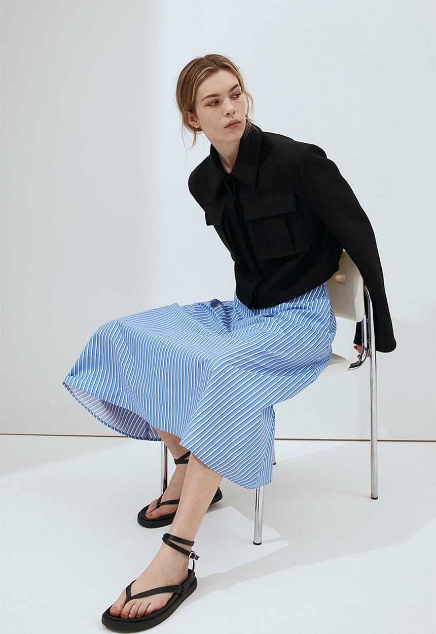 H&M - A-line poplin skirt - blue