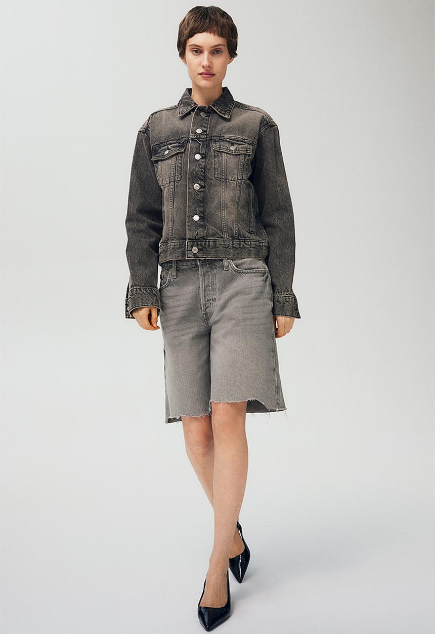 H&M - Baggy low denim shorts - grey