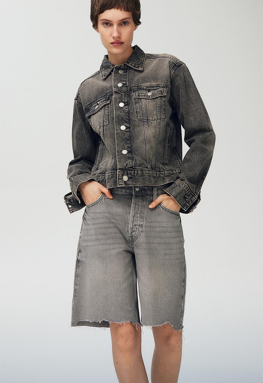 H&M - Baggy low denim shorts - grey