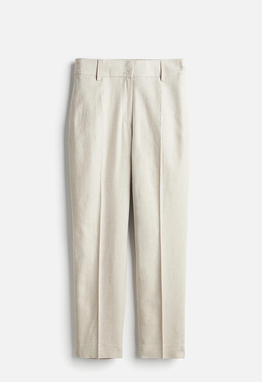 H&M - Linen-blend trousers - light beige