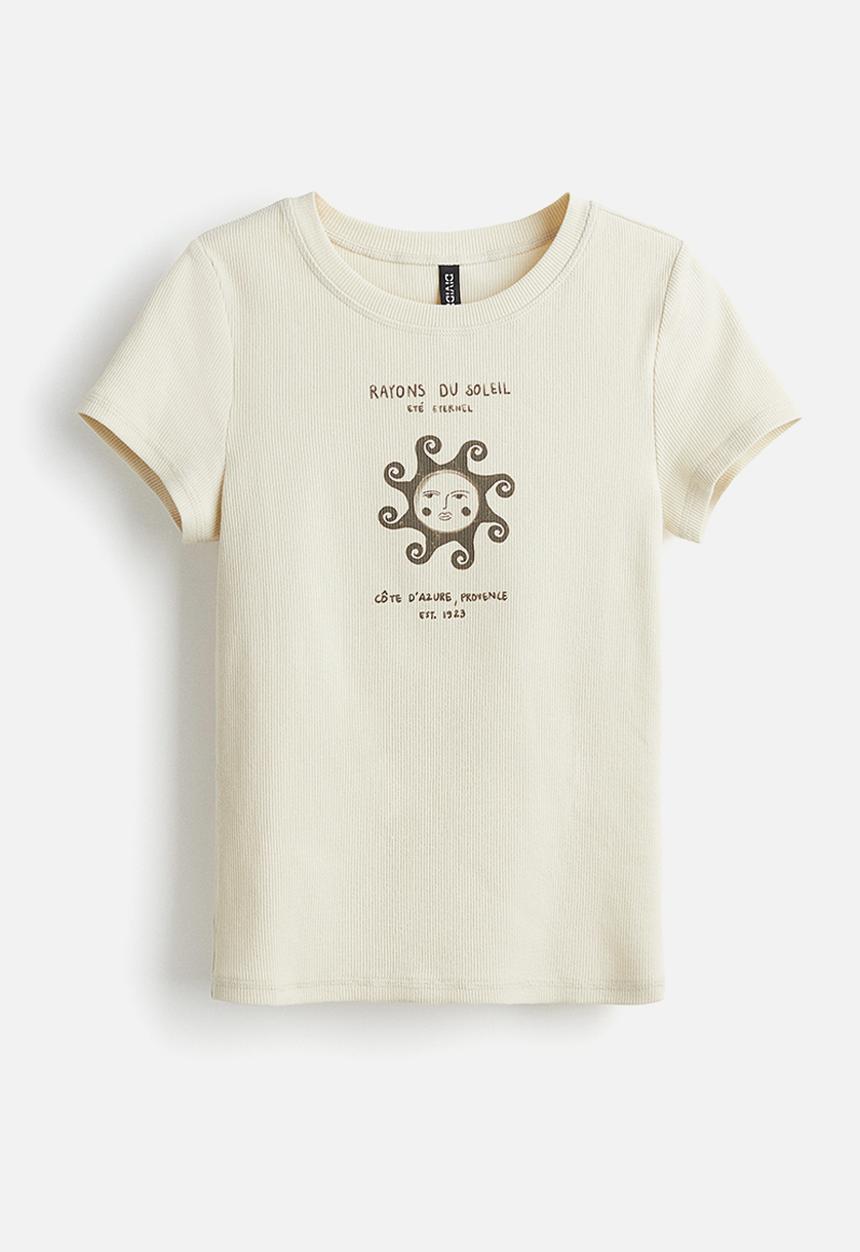 H&M - Fitted T-shirt - light beige sun
