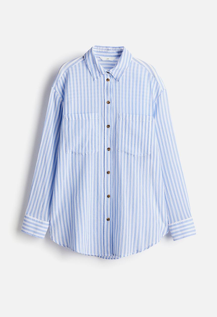 H&M - Cotton shirt - light blue striped