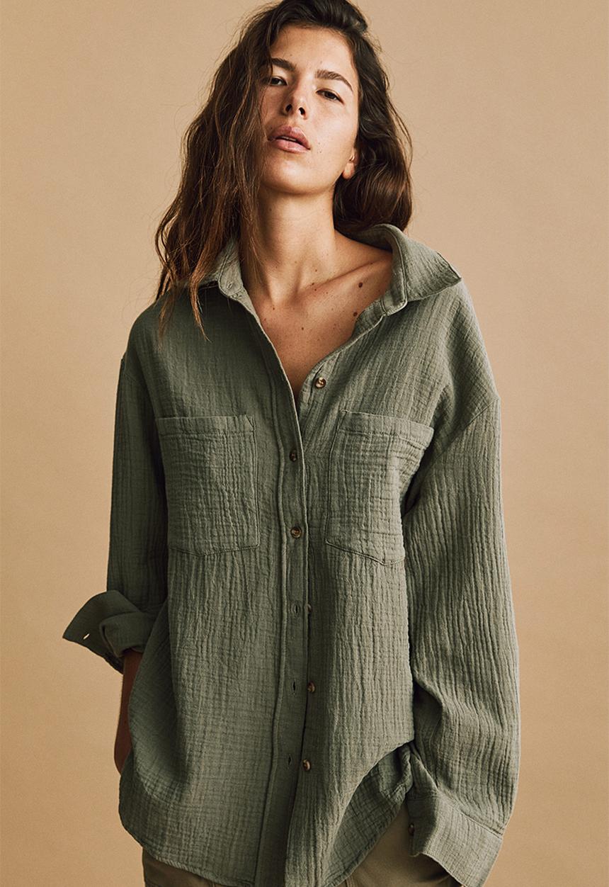 H&M - Cotton shirt - khaki green
