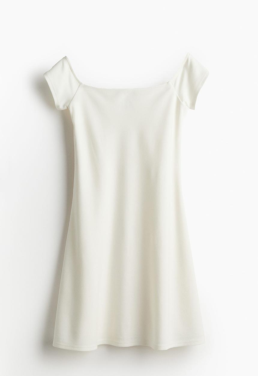 H&M - Off-the-shoulder jersey dress - cream