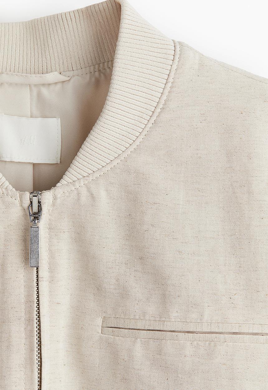 H&M - Cropped bomber jacket - light beige