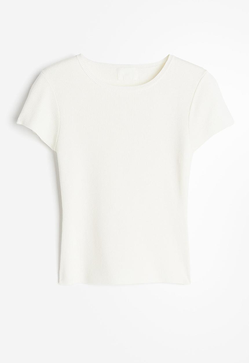 H&M - Fine-knit T-shirt - white