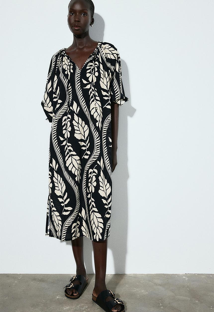 H&M - Cotton dress - black patterned