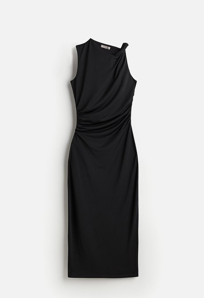 H&M - Gathered midi dress - black