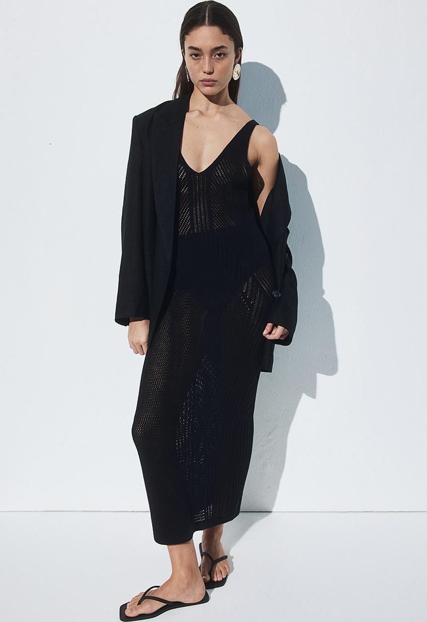 H&M - Crochet-look dress - black