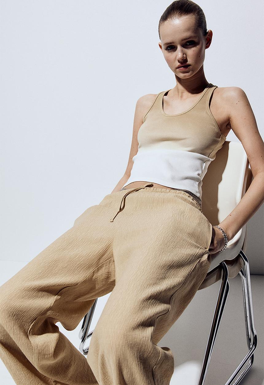 H&M - Crêpe pull-on trousers - beige
