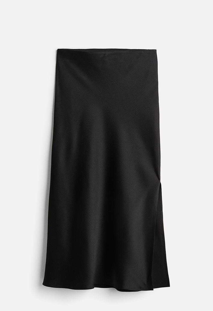 H&M - Crêpe satin skirt - black