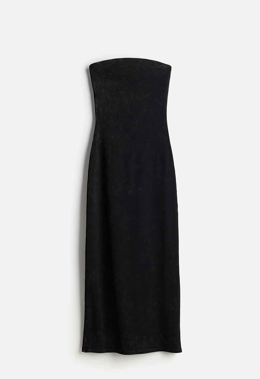 H&M - Ribbed bandeau dress - black