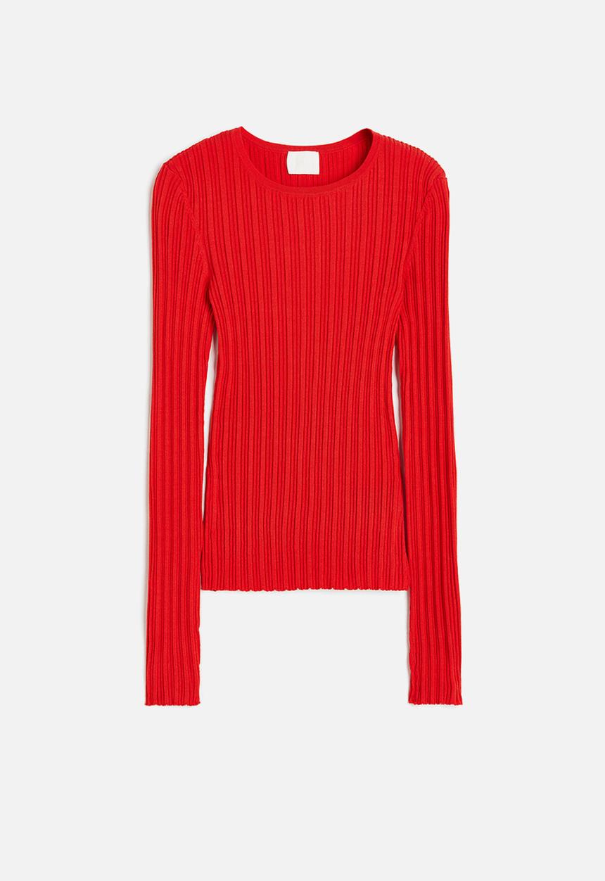H&M - Rib-knit top - bright red