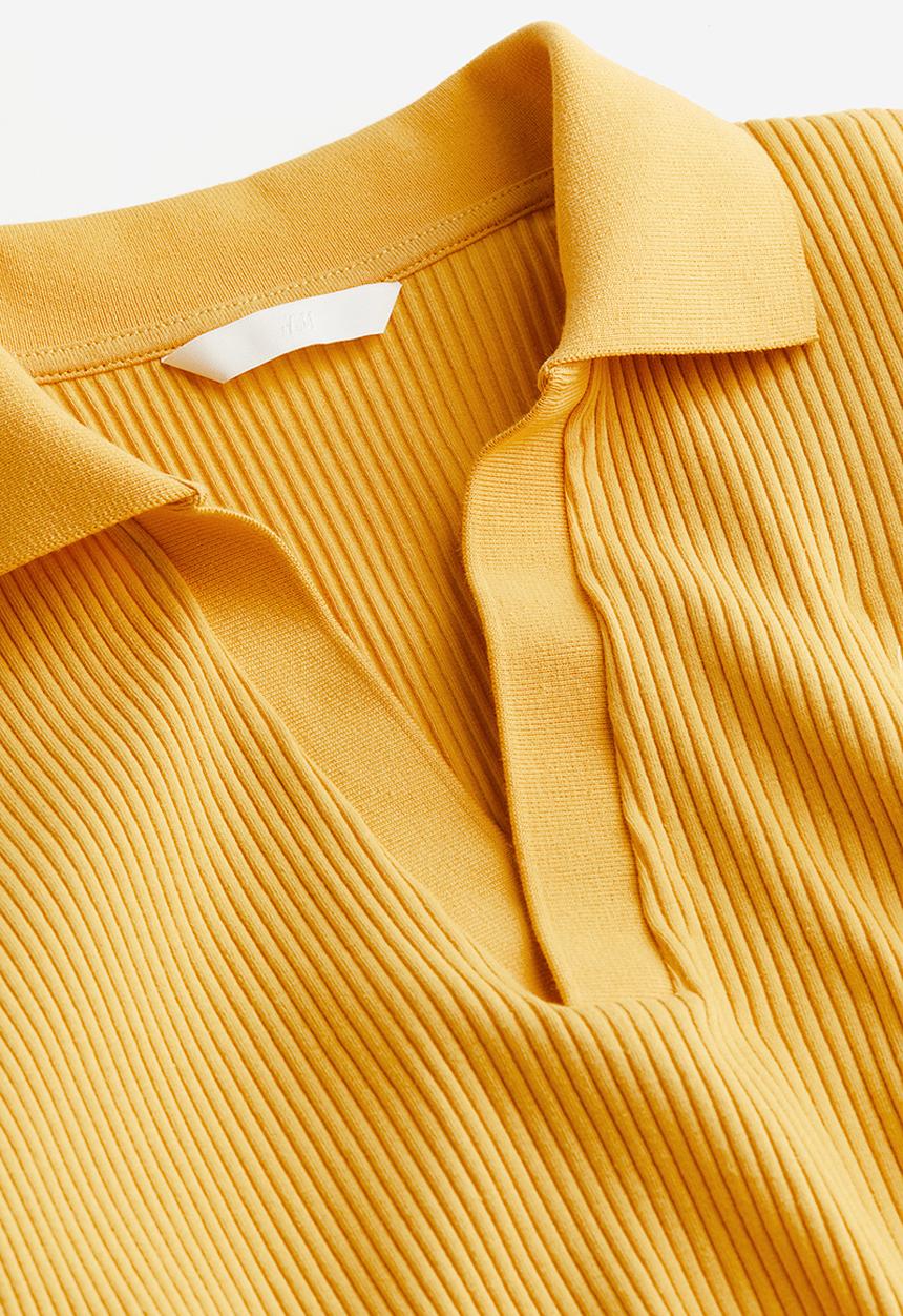 H&M - Ribbed collared top - yellow