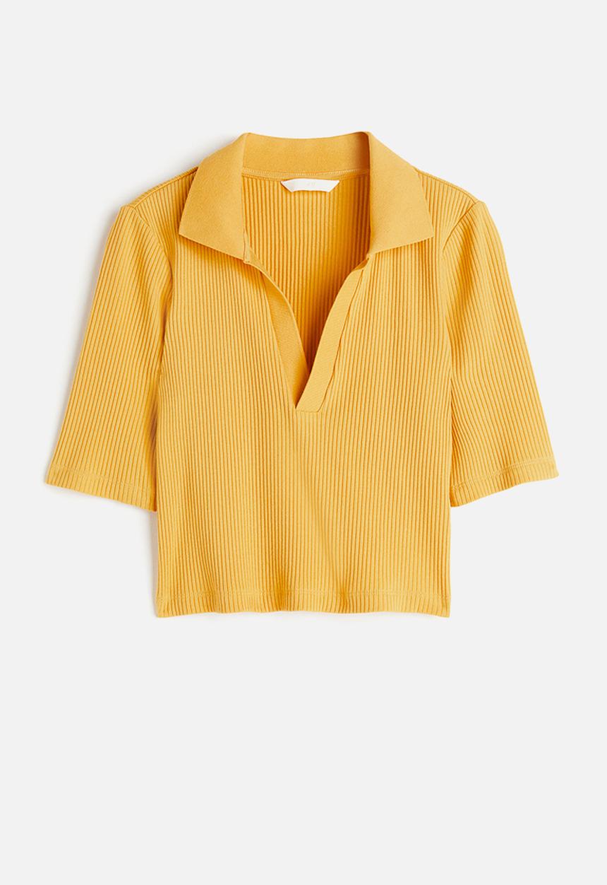 H&M - Ribbed collared top - yellow
