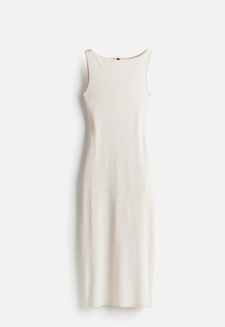 H&M - Ribbed bodycon dress - beige