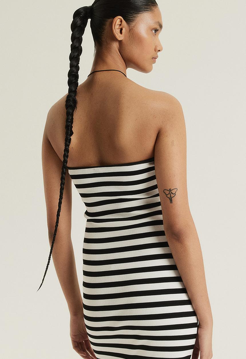 H&M - Ribbed bandeau dress - white & black