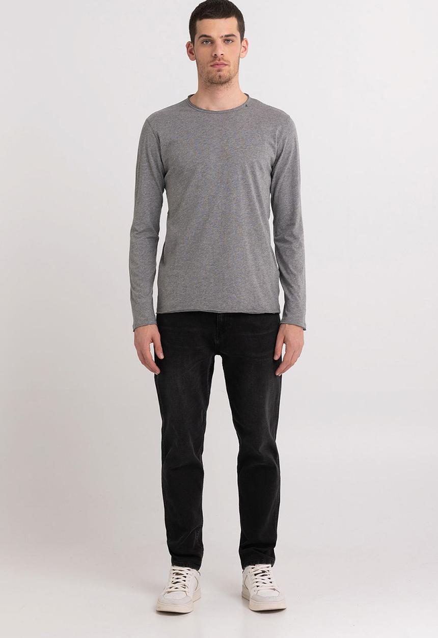 Replay - T-Shirt Manica Lunga Regular - Dark Grey Melange