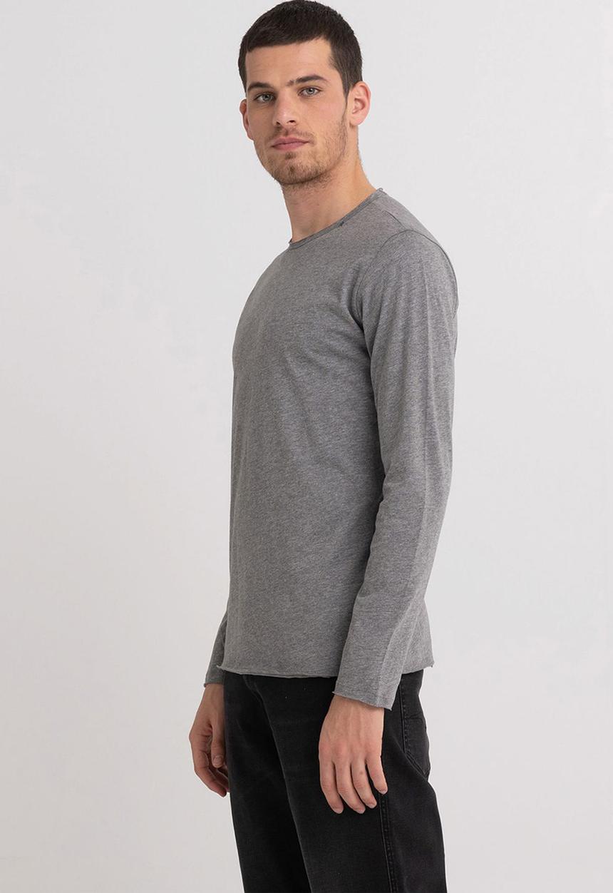 Replay - T-Shirt Manica Lunga Regular - Dark Grey Melange