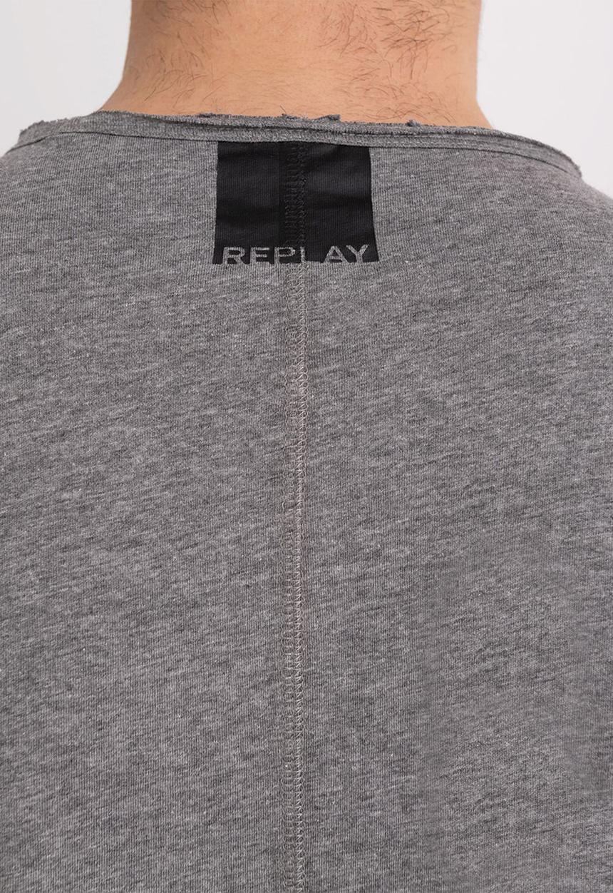 Replay - T-Shirt Manica Lunga Regular - Dark Grey Melange