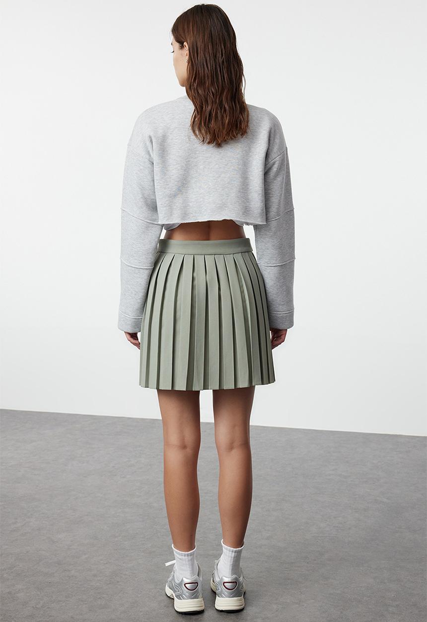 Trendyol - Pleated Mini Woven Skirt Skirt - Light Khaki