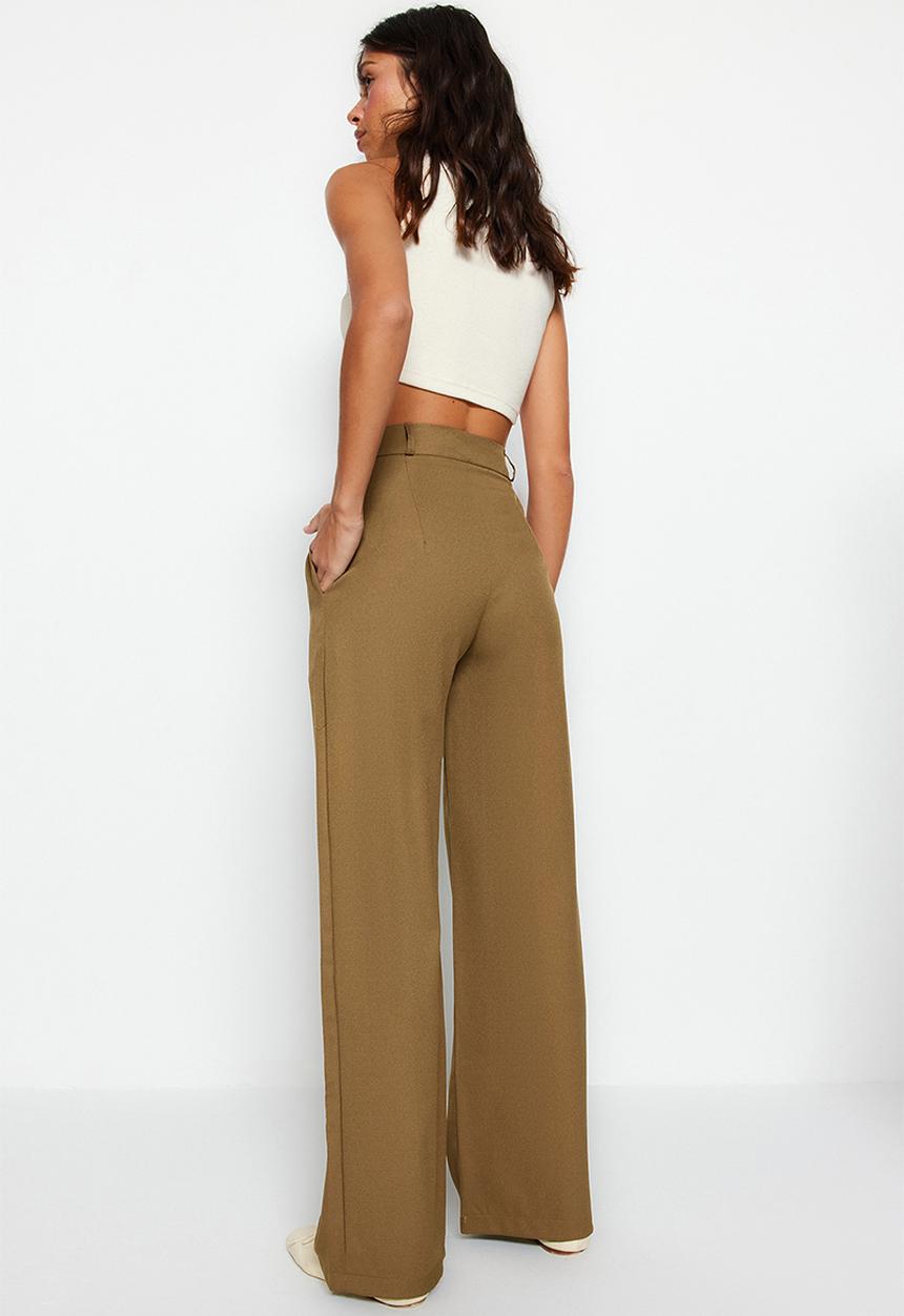 Trendyol - Wide Leg Woven Trousers - Khaki