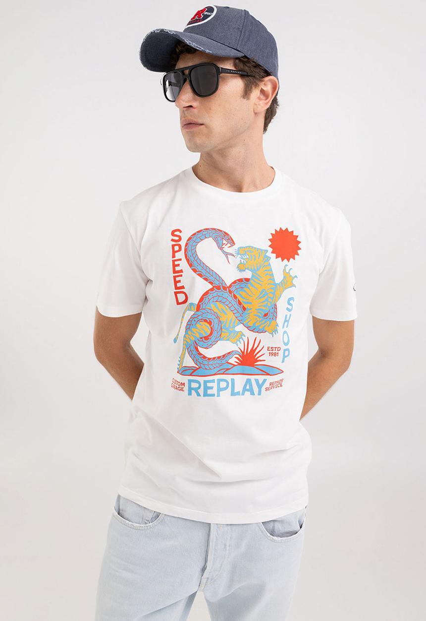 Replay - T-Shirt Regular - Natural White