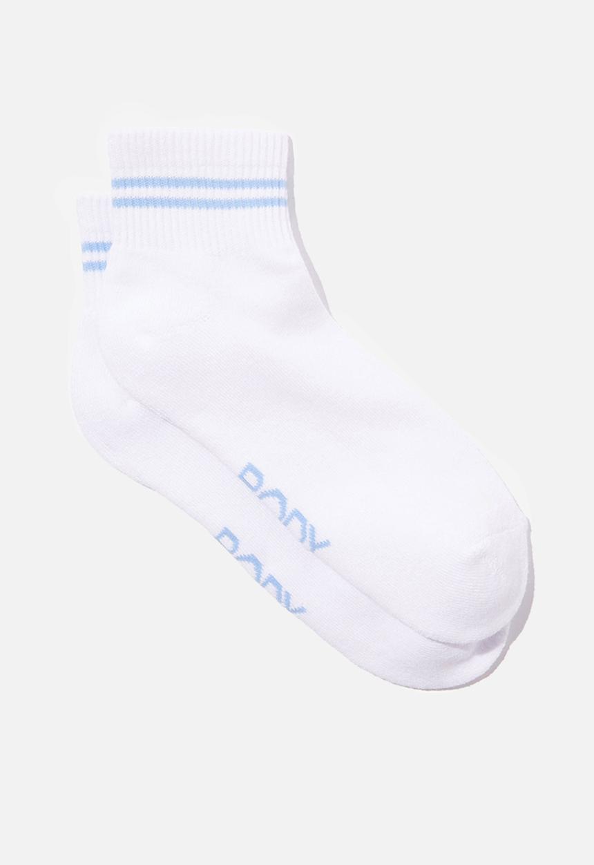 Cotton On - Body Mid Crew Rib Sock - White/Adrift Blue
