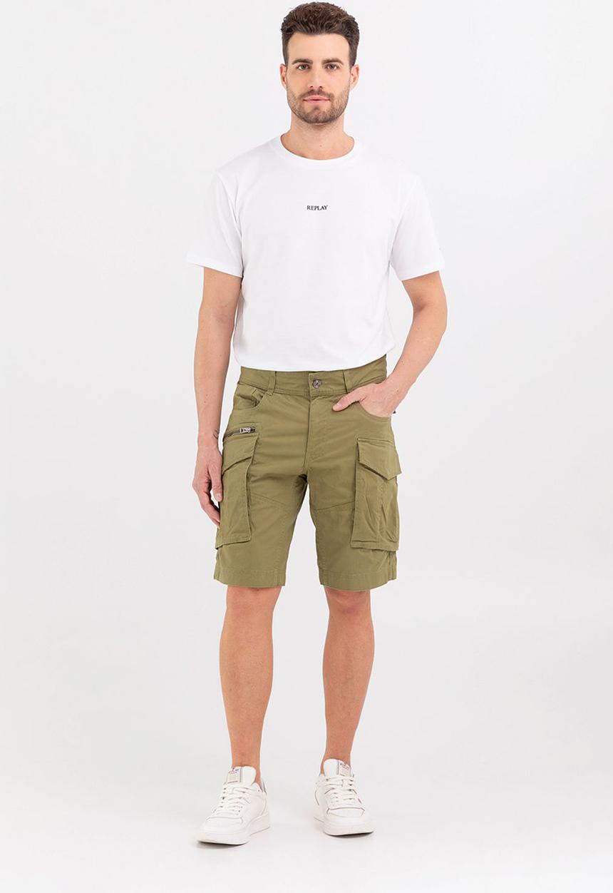 Replay - Joe Short Pantaloncino Cargo - Moss Green
