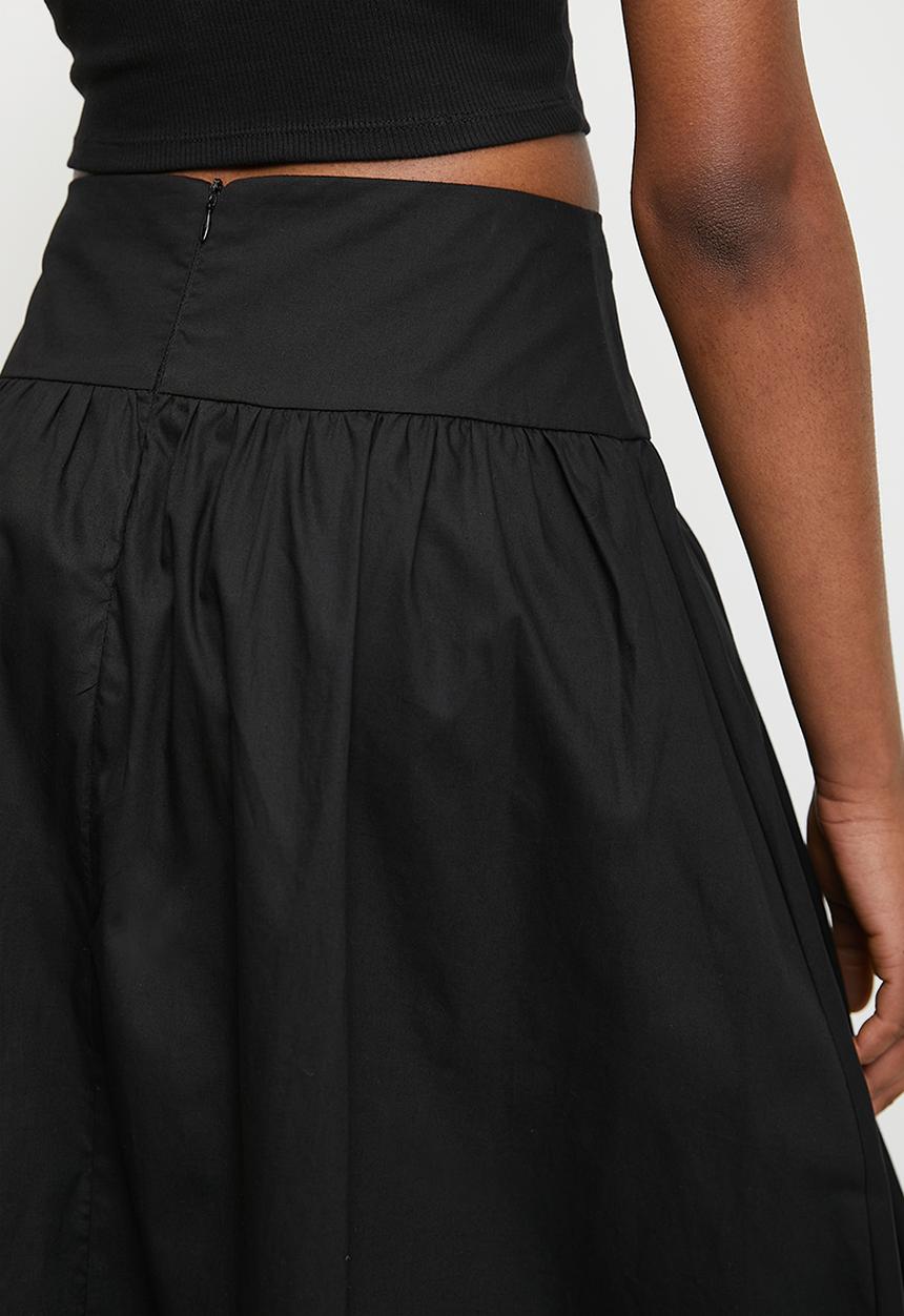 Superbalist - Deep waist midi bubble skirt - black