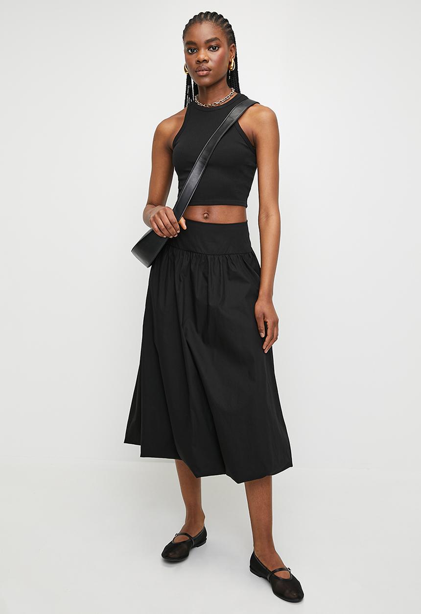 Superbalist - Deep waist midi bubble skirt - black