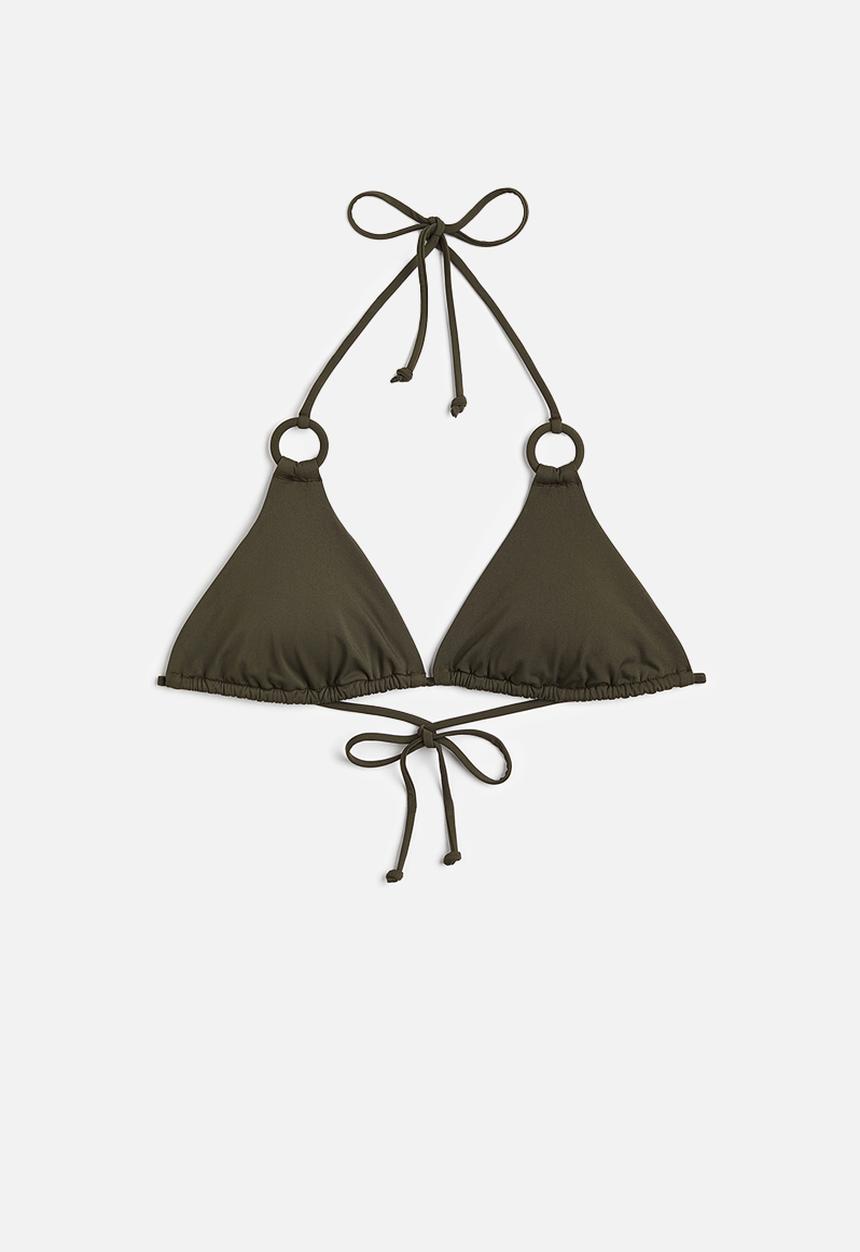 H&M - Padded triangle bikini top - dark khaki green
