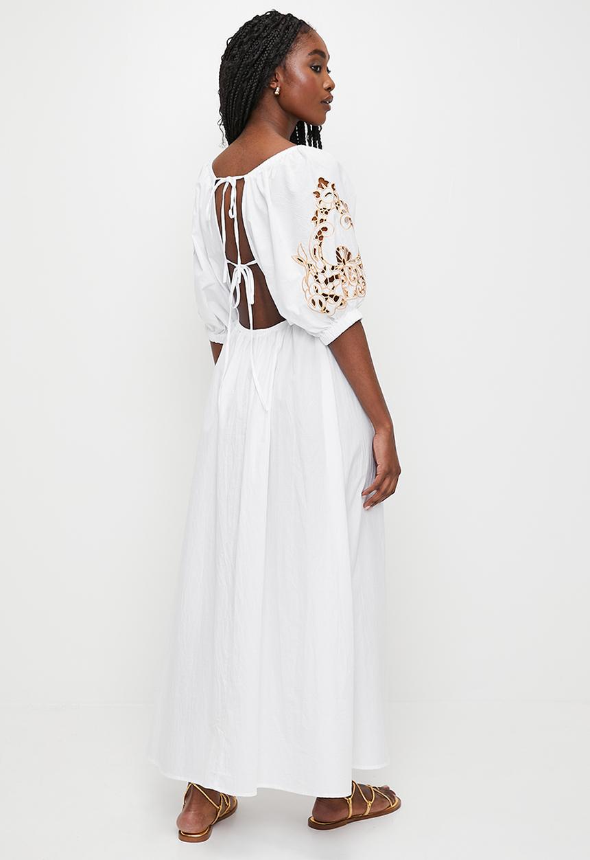 MILLA - Open back square neck tiered dress - milk