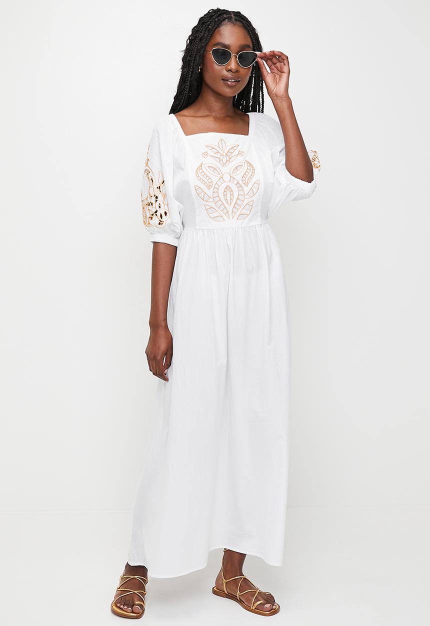 MILLA - Open back square neck tiered dress - milk