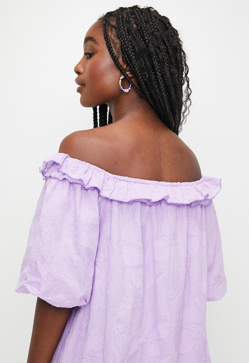 MILLA - Ruffle bardot mini dress - lavendula