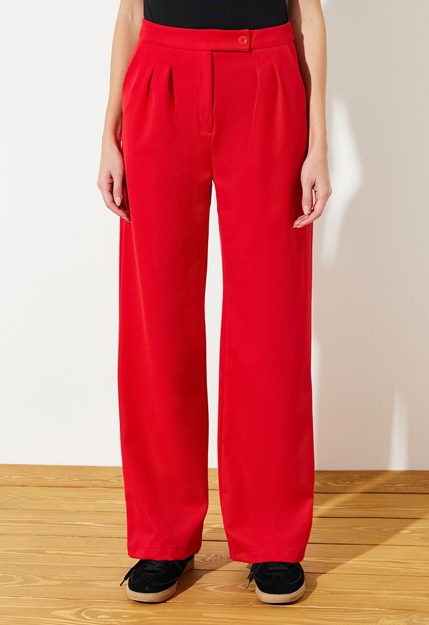 Trendyol - Wide Leg Woven Trousers - Red