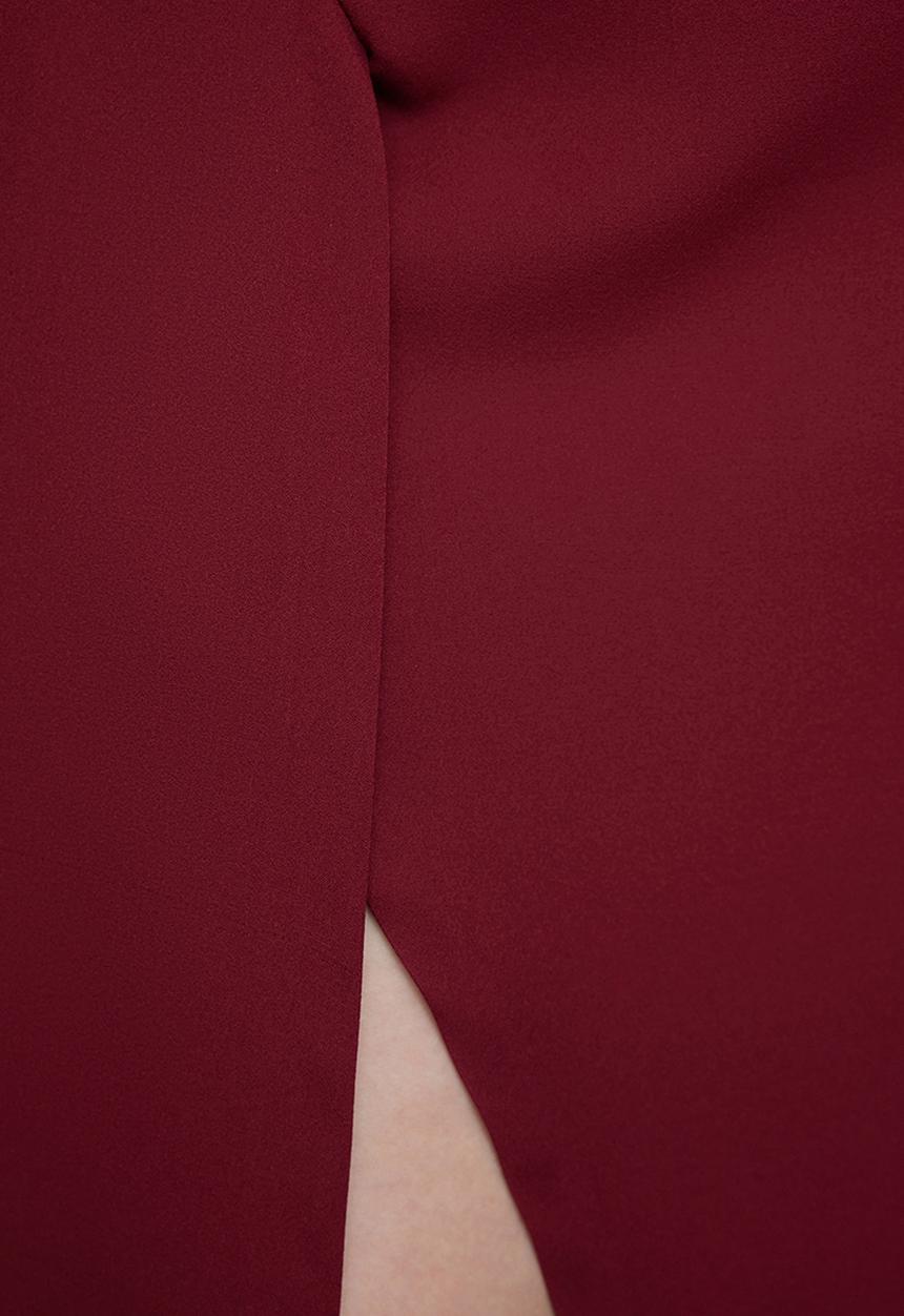 Trendyol - Strap Slit Long Woven Plus Size Evening Dress - Plum